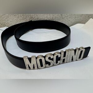 Moschino Black Belt with Silver Logo